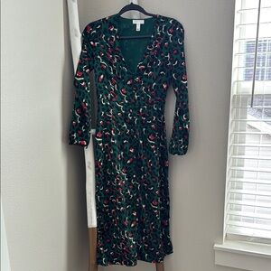 Elegant Green Leopard Print Dress